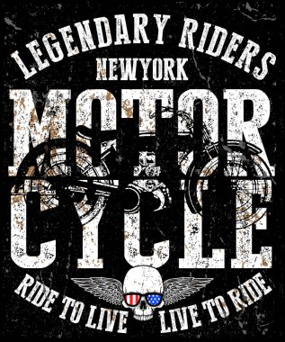 Motosiklet etiket t-shirt tasarımı ile özel chop çizimi