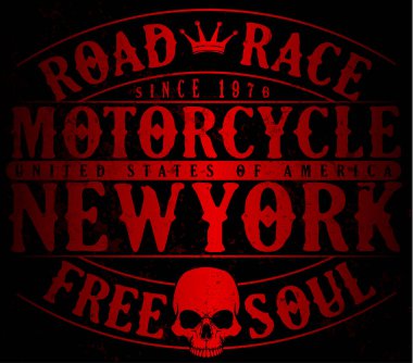 Motosiklet etiket t-shirt tasarımı ile özel chop çizimi