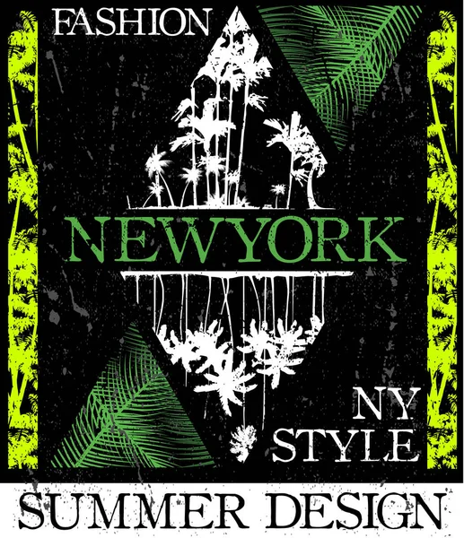 New York moda stile tee art — Vettoriale Stock