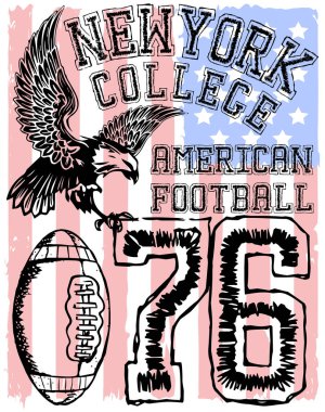 Amerikan futbolu - Vintage vektör yazdırma c çocuk spor giyim için