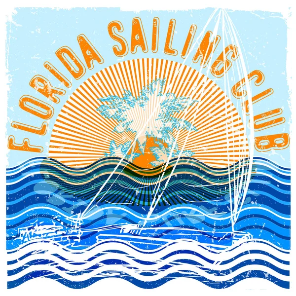 Florida sailing club graphic design — Stock Vector