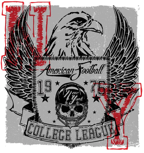 Americký fotbal Eagle Logo Tee grafický plakát — Stockový vektor