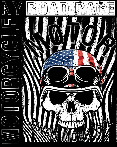 Tričko Vintage motocykl závod | Ruční kresba | Tričko tisk | B — Stockový vektor