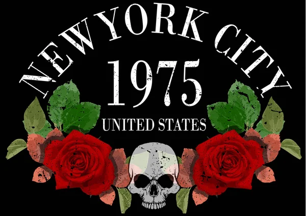 New york rose tee grafik — Stockvektor