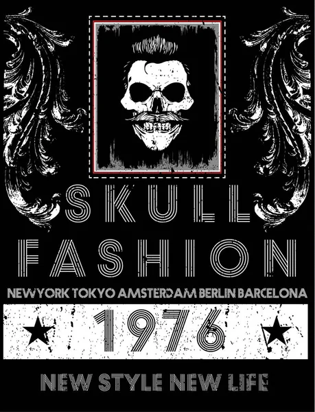 Skull Tee Poster fashion style — Stock Vector