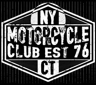 Resimde bir motosiklet T-shirt veya poster tasarımı.