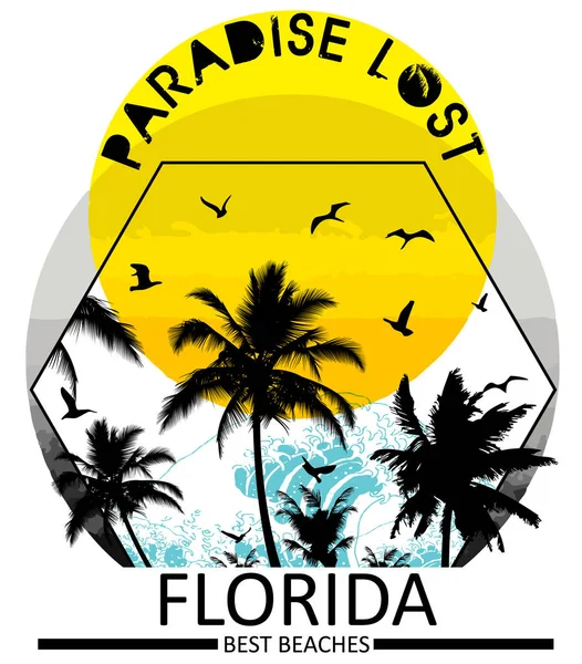 Florida Summer graphic tee — Stock Vector
