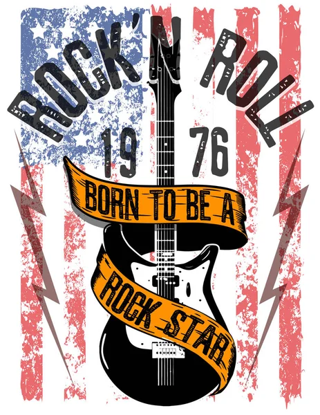 Rock Stijl Shirt Grafisch Ontwerp — Stockvector