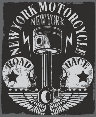 Vintage motosiklet t-shirt grafiği