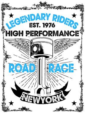 Vintage motosiklet t-shirt grafiği