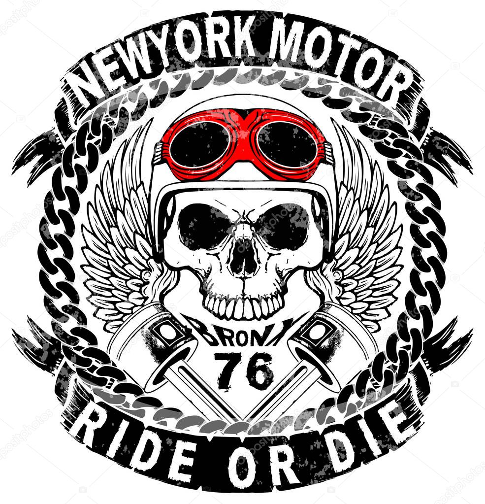 Skull T shirt Motorcycle Logo  Graphic Design