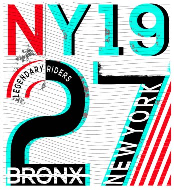New York şehri tipografisi, tişört grafikleri, vektörleri