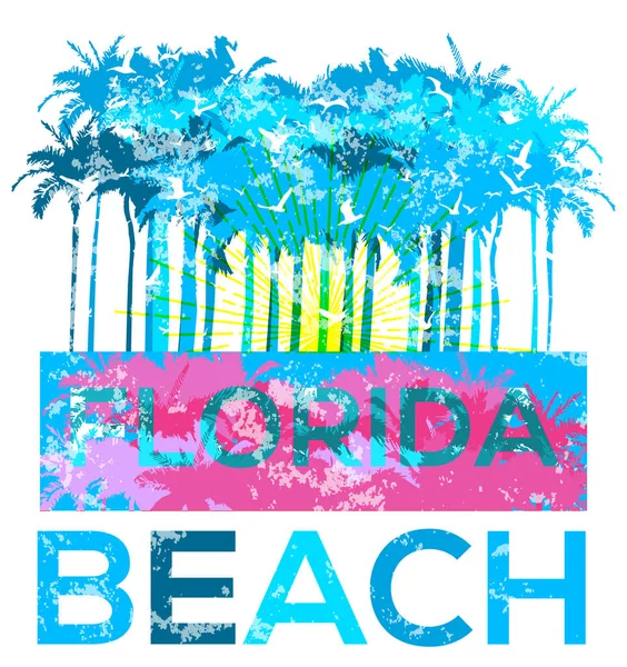 Florida verano tee diseño gráfico — Archivo Imágenes Vectoriales