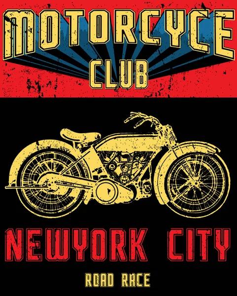 Tee Vintage motorcykel Race | Hand ritning | T-shirt tryck | B — Stock vektor