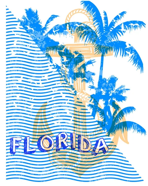 Verano playa vector fondo en estilo retro — Vector de stock