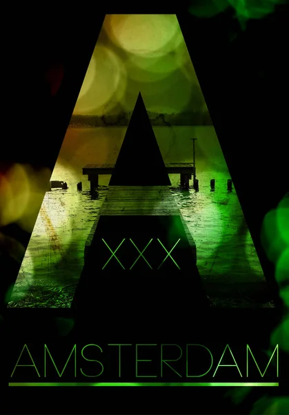 Stijl van de manier van het ontwerp van het affiche van Amsterdam — Stockfoto