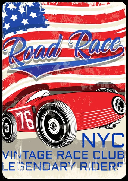 Vintage raceauto voor printing.vector oude school race poster.retr — Stockvector
