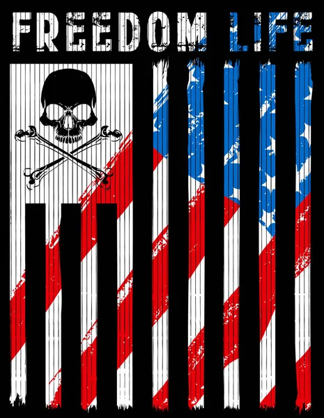 미국 국기와 함께 해골 포스터 — 스톡 벡터