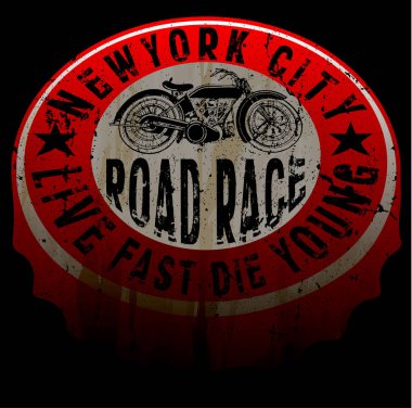 New york motosiklet tee baskı tasarım