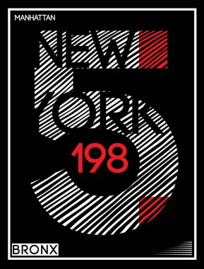 NYC, New York, hisse senedi vektör çizim T-Shirt tasarım, baskı D