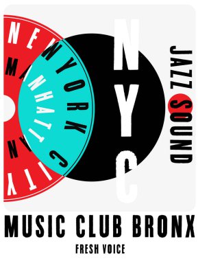 NYC, New York, müzik Poster hisse senedi vektör çizim T-Shirt De