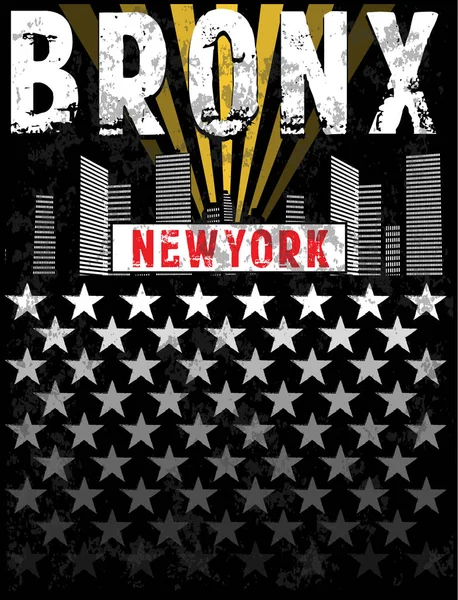 Bronx drukowanie Tee projekt graficzny — Wektor stockowy