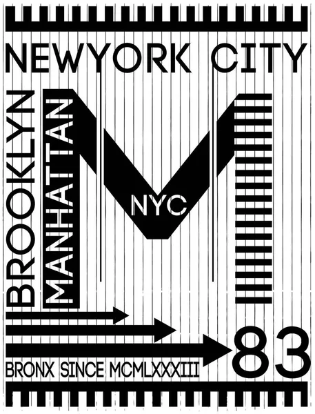 NYC, NEW YORK, Illustration vectorielle de stock T-Shirt Design, Print D — Image vectorielle