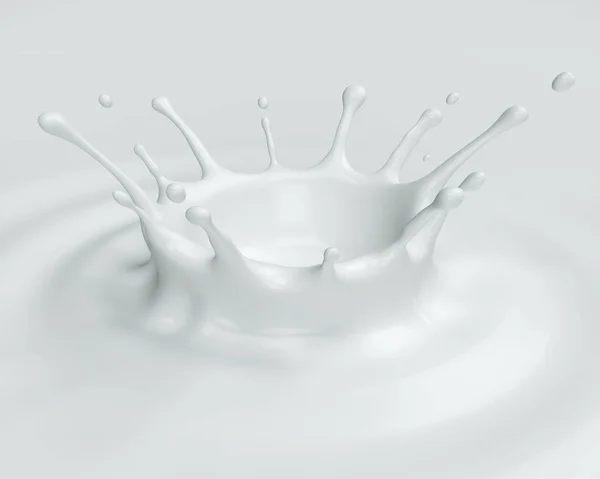 Splash süt. 3D render — Stok fotoğraf