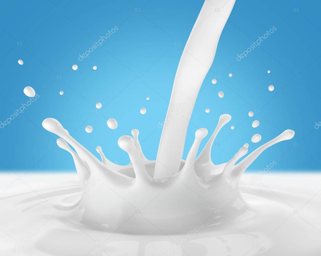 Splash of milk on a blue background