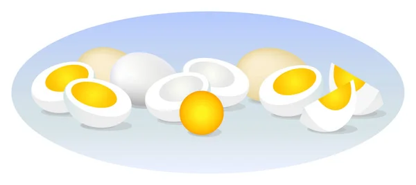 Un conjunto de imágenes de huevos que yacen en la superficie — Vector de stock