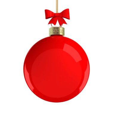 Kırmızı Noel top kırmızı yay ile. 3D çizim