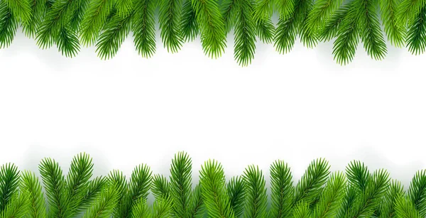 White background with Christmas tree branches around the edges — ストックベクタ