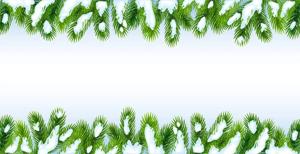 Background with Christmas tree branches in the snow — ストックベクタ