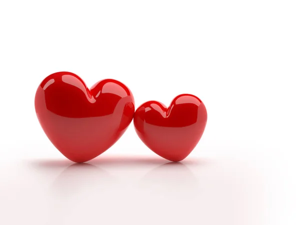 Dois corações em um fundo branco — Fotografia de Stock