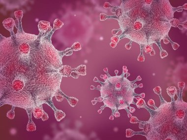 Elektron mikroskobunda Coronavirus hücreleri. 3d illüstrasyon