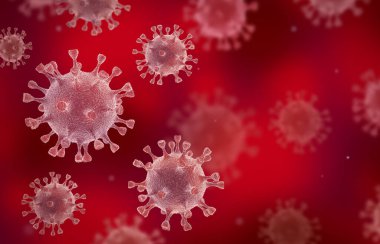 Elektron mikroskobunda Coronavirus hücreleri. 3d illüstrasyon