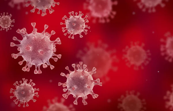 電子顕微鏡でのコロナウイルス細胞 3Dイラストレシオ — ストック写真