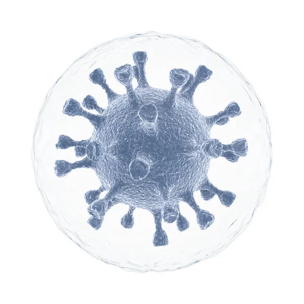 Cellule Coronavirus Nel Guscio Proteico Isolate Uno Sfondo Bianco Illustrazione — Foto Stock