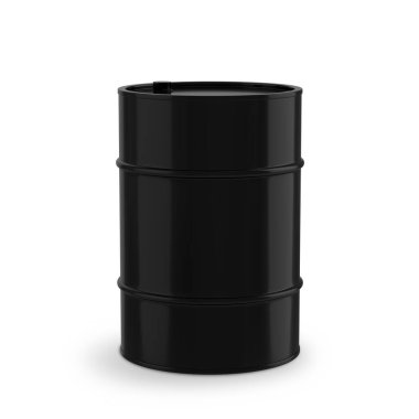 Petrol ürünleriyle dolu bir fıçı. Beyaz bir arka planda izole edilmiş. 3B illüstrasyon