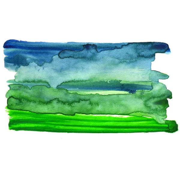 Mão Abstrata Desenhado Fundo Aquarela Azul Verde — Fotografia de Stock