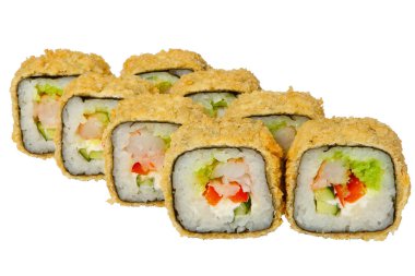 Çin yemeği ve suşi rulo karides