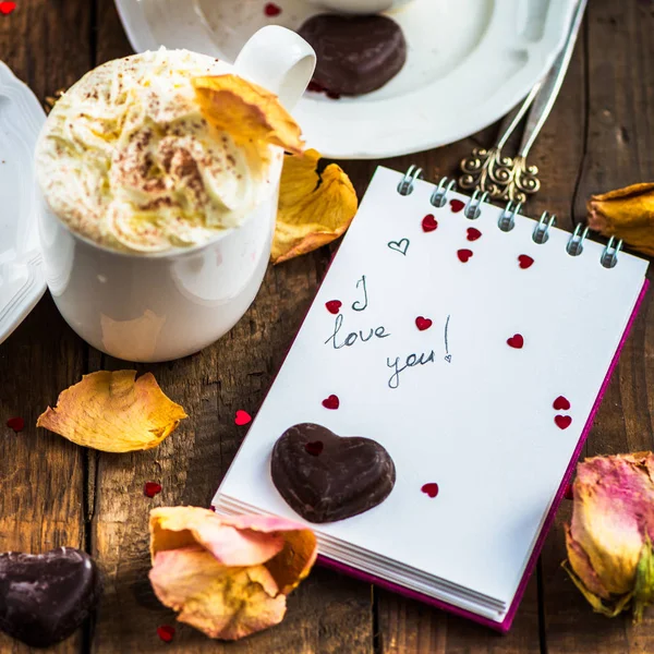 Ik hou van je opmerking in de instellingen van Valentine dag — Stockfoto