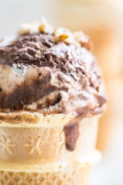 Waffle Kupası koni içinde dondurma kaşık toz