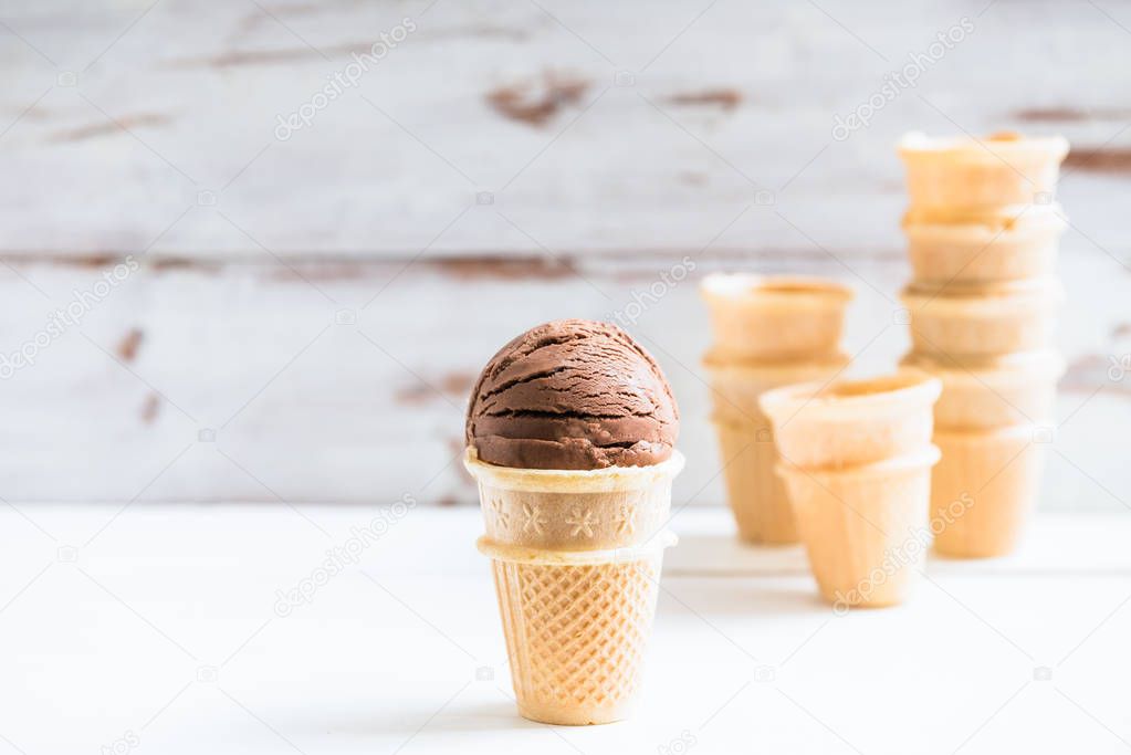 Ice Cream Scoops in Waffle Cup Cones