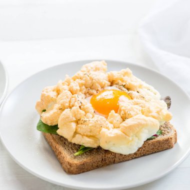 Breakfast with Wholemeal Bread Toast and Cloud Egg clipart