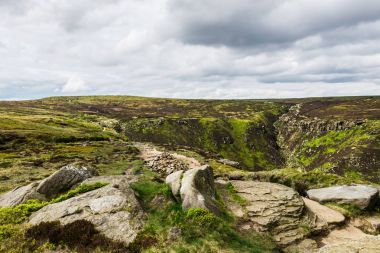  Edale, Peak District Milli Parkı, İngiltere'de yakınındaki tepelerde görüntülemek
