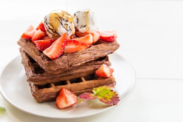 Ev yapımı çikolata Belçika waffle