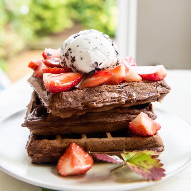 Ev yapımı çikolata Belçika waffle