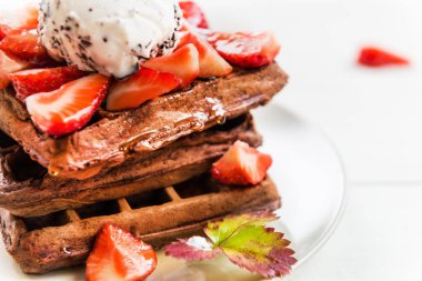 Ev yapımı çikolata Belçika waffle