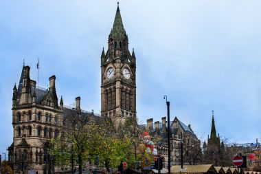 Noel pazarı Town Hall Albert Meydanı Manchester yakınındaki